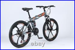 24/26 Folding Mountain Bike Full Suspension, Disc Brakes, Lightweight Frame