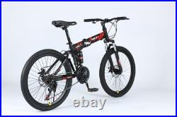 24/26 Folding Mountain Bike Full Suspension, Disc Brakes, Lightweight Frame