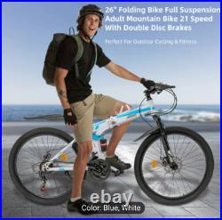 26 Folding Mountain Bike 21 Speed Men Bikes MTB Bicycle School Dual Disc Brake