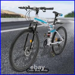 26 Folding Mountain Bike 21 Speed Men Bikes MTB Bicycle School Dual Disc Brake