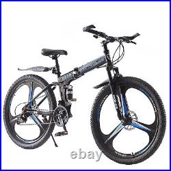 27.5 Inch Wheels Mountain Bike 21 Speed Folding Frame Bicycle Full Suspension UK