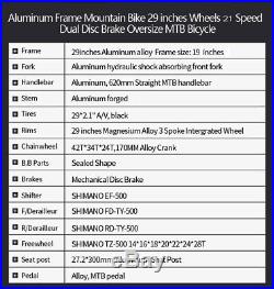 29 Mens mountain bike 21 Speed 3 Spoke Wheels 29er bicycle Allunium Frame XL