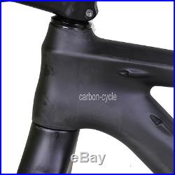 29er 17.5 Carbon MTB Bicycle Frame Fork Handlebar Stem Matt 142 Thru Axle BSA