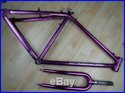 90s Retro Orange Aluminium O MTB frame & forks in purple PLEASE READ DESCRIPTION