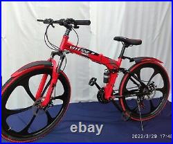 Adult Bike 21 Speed 26 Mtb Carbon Steel Folding Frame Full Suspension Bicycle