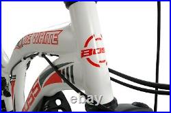 Boss Ice White 26 Wheel 18 Steel Frame Full Suspension Mountain Bike MTB
