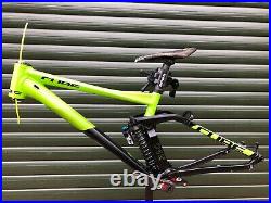 Cube 215 DH MTB Frame with shock, crankset, and headset