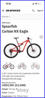 Cube 29in Mountain Bike Frame M Red/Black Front Suspension Hydraulic Disc