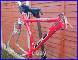 GT LTS 2000 Retro Mountain Bike Frame Mtb Full Suspension Red Silver Size Large