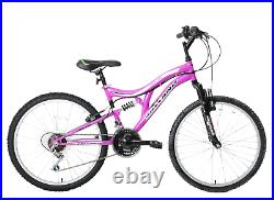 Girls Kids Mountain Bike Hector 24 Wheel Full Suspension Purple 14 Frame 8+