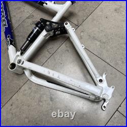 Kona Kikapu Full Suspension Mountain Bike Frame 18 with Fox Rear Shock Blue Retro Kona Kikapu Full Suspension Mountain Bike Frame 18 with Fox Rear Shock Blue Retro