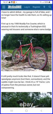 Rare vintage 1988 Muddy fox Courier tushingham frame