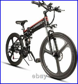 Samebike Electric Folding Mountain Bike 26 Wheel Suspension Mountain Frame