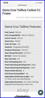 Santa Cruz Tallboy CC Frame XL 2021 With Fox Factory Shock