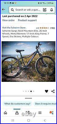 Schwinn Surge Adult Mountain Bike, 26-Inch Wheels, 17-Inch Alloy Frame (unisex)