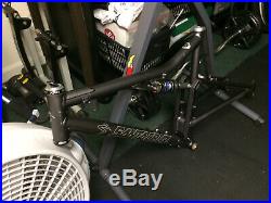 USA made dark gray Santa Cruz Superlight mountain bike frame and Chris King hs